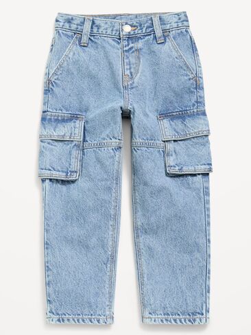 Old Navy Super Baggy Barrel-Leg Cargo Jeans for Toddler Boys - Light Wash in Kuwait