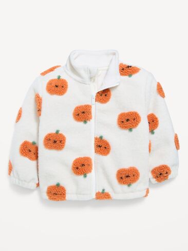 Old Navy Printed Sherpa Full-Zip Jacket for Toddler Girls - Pumpkin Puree in Kuwait