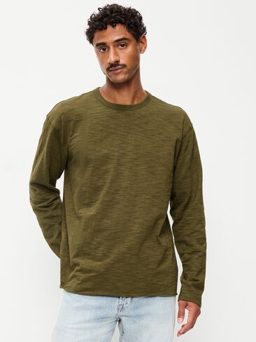 Old Navy Long-Sleeve Slub Knit T-Shirt - Jurassic Green in Kuwait