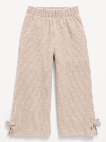 Old Navy Cozy Ribbed Wide-Leg Pants for Toddler Girls - Light Brown Heather in Kuwait
