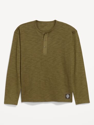 Old Navy Long-Sleeve Slub-Knit Henley T-Shirt - Jurassic Green in Kuwait