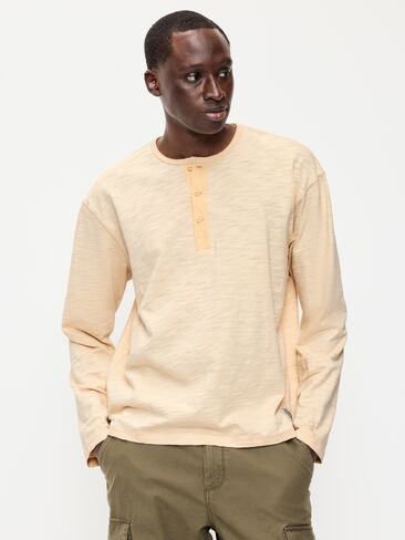 Old Navy Long-Sleeve Slub-Knit Henley T-Shirt - Melted Butter in Kuwait