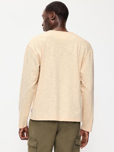 Old Navy Long-Sleeve Slub-Knit Henley T-Shirt - Melted Butter in Kuwait
