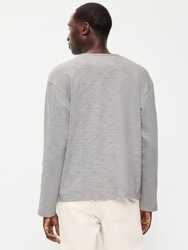 Old Navy Long-Sleeve Slub-Knit Henley T-Shirt - Gray in Kuwait