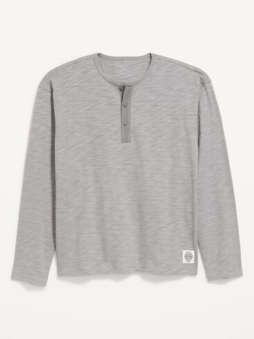 Old Navy Long-Sleeve Slub-Knit Henley T-Shirt - Gray in Kuwait