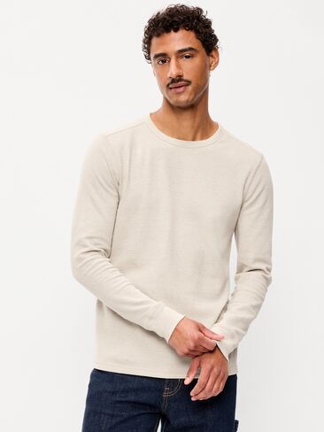 Old Navy Crew-Neck Waffle T-Shirt - Oatmeal in Kuwait