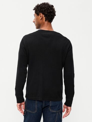 Old Navy Long-Sleeve Waffle Henley T-Shirt - Black Jack in Kuwait