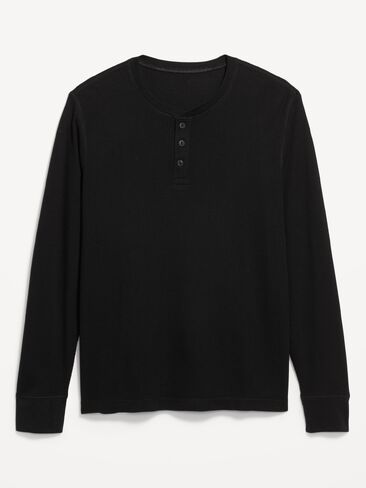 Old Navy Long-Sleeve Waffle Henley T-Shirt - Black Jack in Kuwait