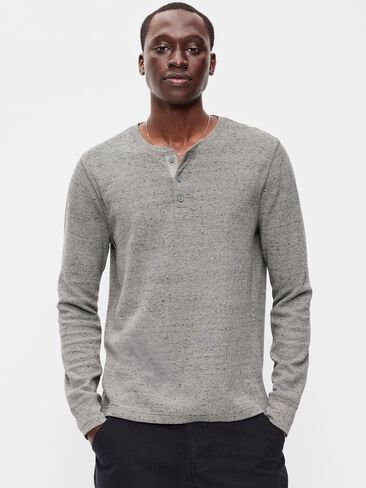 Old Navy Long-Sleeve Waffle Henley T-Shirt - Heather Gray in Kuwait