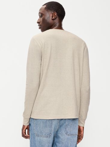 Old Navy Long-Sleeve Waffle Henley T-Shirt - Oatmeal in Kuwait