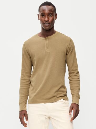 Old Navy Long-Sleeve Waffle Henley T-Shirt - Kicking Up Dust in Kuwait