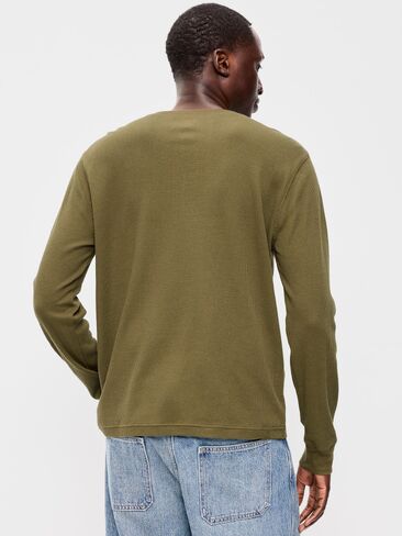 Old Navy Long-Sleeve Waffle Henley T-Shirt - Jurassic Green in Kuwait