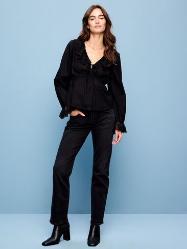 Old Navy Mid-Rise Straight Jeans - Washed Black in Kuwait