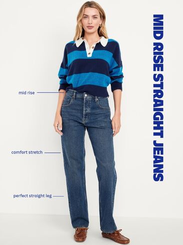 Old Navy Mid-Rise Straight Jeans - Washed Black in Kuwait