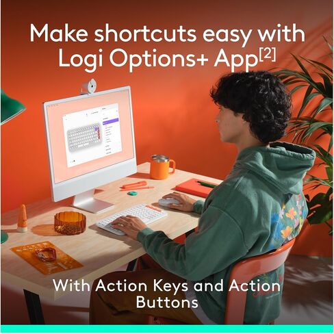 Logitech POP ICON Combo, Bluetooth Keyboard and Mouse Combo, Comfortable Typing, programmable Keys and Buttons, Quiet clicks, Easy-Switch up to 3 Devices - Off-White (Renewed) in Kuwait