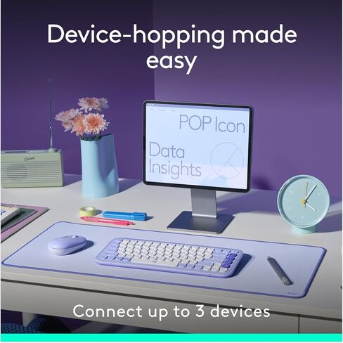 Logitech POP ICON Combo, Bluetooth Keyboard and Mouse Combo, Comfortable Typing, programmable Keys and Buttons, Quiet clicks, Easy-Switch up to 3 Devices - Off-White (Renewed) in Kuwait