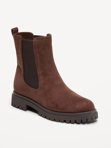 Old Navy Faux-Suede Chelsea Boots for Women - Cocoa in Kuwait
