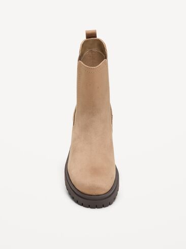 Old Navy Faux-Suede Chelsea Boots for Women - Warm Taupe in Kuwait