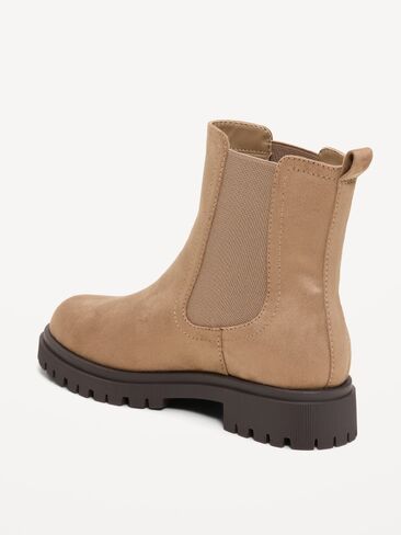Old Navy Faux-Suede Chelsea Boots for Women - Warm Taupe in Kuwait