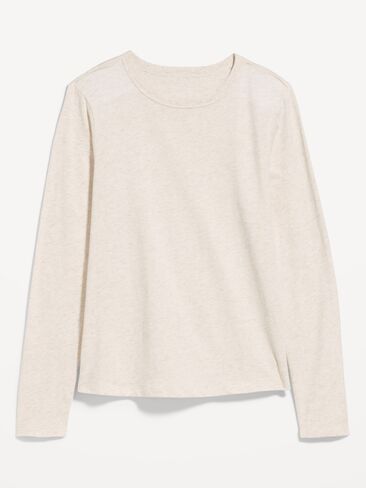 Old Navy EveryWear Long-Sleeve Crew-Neck T-Shirt - Oatmeal Heather in Saudi Arabia
