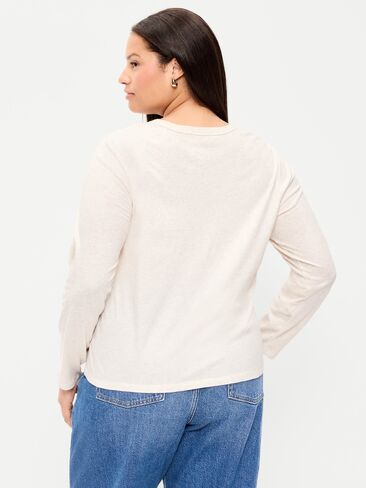 Old Navy EveryWear Long-Sleeve Crew-Neck T-Shirt - Oatmeal Heather in Saudi Arabia