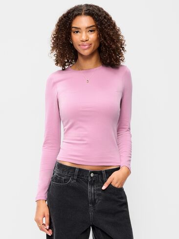 Old Navy Hug Double-Layer Crew-Neck Long-Sleeve Top - Rose Dawn in Kuwait