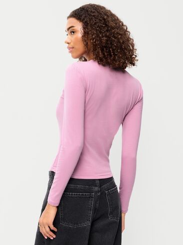 Old Navy Hug Double-Layer Crew-Neck Long-Sleeve Top - Rose Dawn in Kuwait