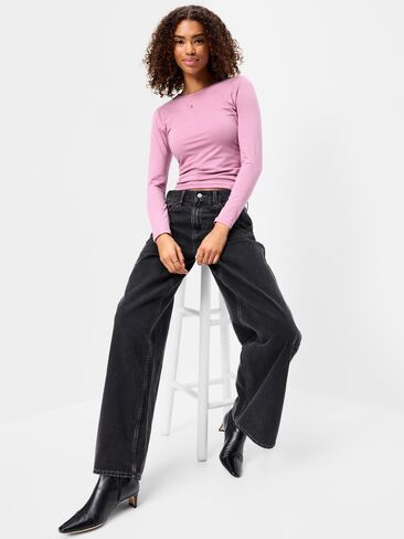 Old Navy Hug Double-Layer Crew-Neck Long-Sleeve Top - Rose Dawn in Kuwait