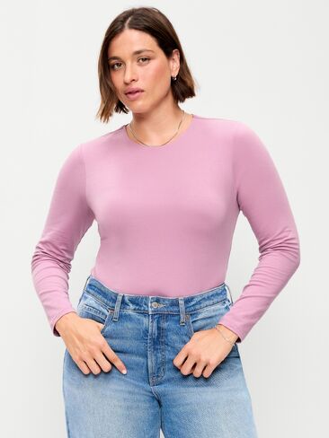 Old Navy Hug Double-Layer Crew-Neck Long-Sleeve Top - Rose Dawn in Kuwait