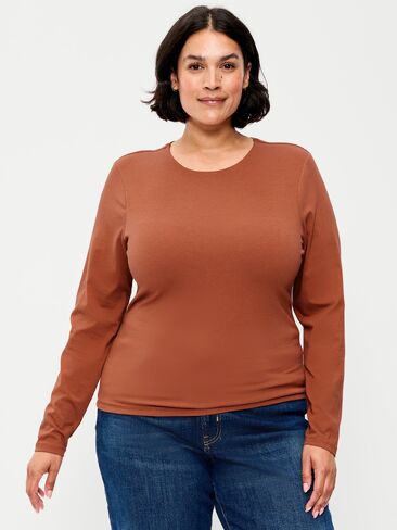 Old Navy Hug Double-Layer Crew-Neck Long-Sleeve Top - Apple Cinnamon in Kuwait