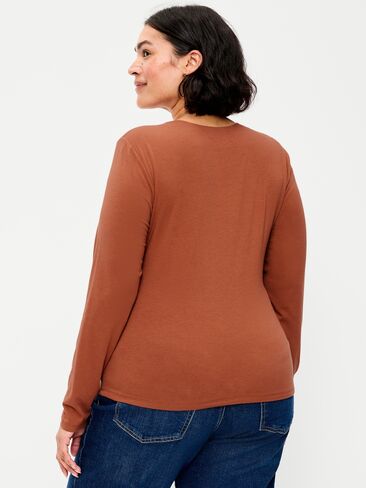 Old Navy Hug Double-Layer Crew-Neck Long-Sleeve Top - Apple Cinnamon in Kuwait