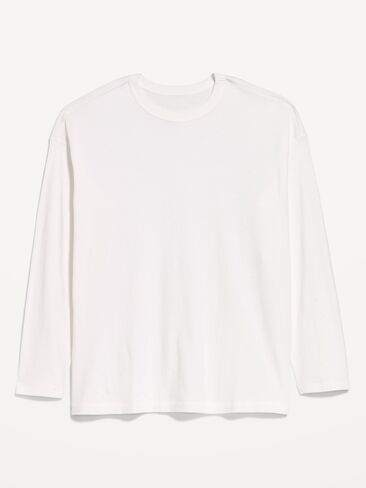 Old Navy Oversized EveryWear Long-Sleeve Tunic T-Shirt - White Lilies in Kuwait