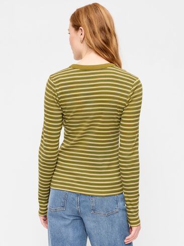 Old Navy Snug Crew-Neck Long Sleeve T-Shirt - Green Multi-Stripe in Kuwait