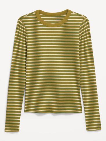 Old Navy Snug Crew-Neck Long Sleeve T-Shirt - Green Multi-Stripe in Kuwait