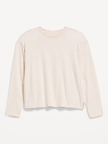 Old Navy Vintage Long-Sleeve Crew-Neck T-Shirt - Oatmeal Heather in Kuwait