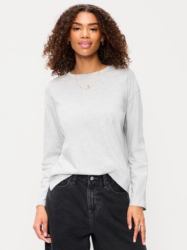 Old Navy Vintage Long-Sleeve Crew-Neck T-Shirt - Light Heather Gray in Kuwait