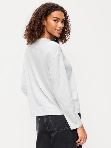 Old Navy Vintage Long-Sleeve Crew-Neck T-Shirt - Light Heather Gray in Kuwait