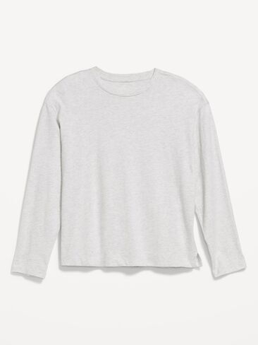 Old Navy Vintage Long-Sleeve Crew-Neck T-Shirt - Light Heather Gray in Kuwait