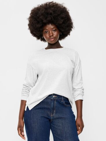 Old Navy Vintage Long-Sleeve Crew-Neck T-Shirt - Light Heather Gray in Kuwait