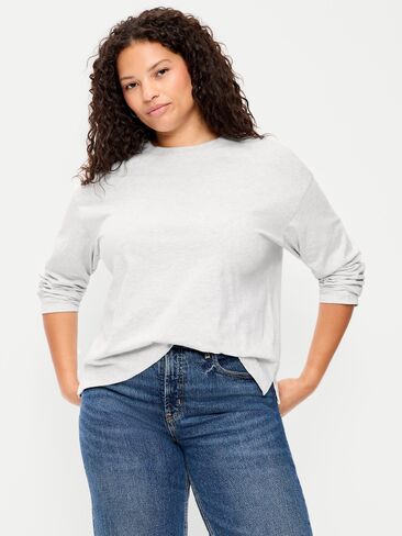 Old Navy Vintage Long-Sleeve Crew-Neck T-Shirt - Light Heather Gray in Kuwait