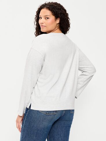 Old Navy Vintage Long-Sleeve Crew-Neck T-Shirt - Light Heather Gray in Kuwait
