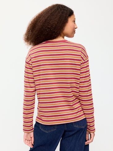 Old Navy Vintage Long-Sleeve Crew-Neck T-Shirt - Burgundy Stripe in Kuwait