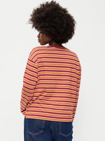 Old Navy Vintage Long-Sleeve Crew-Neck T-Shirt - Burgundy Stripe in Kuwait