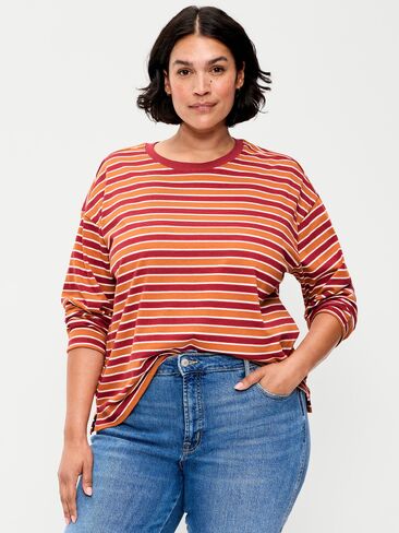Old Navy Vintage Long-Sleeve Crew-Neck T-Shirt - Burgundy Stripe in Kuwait