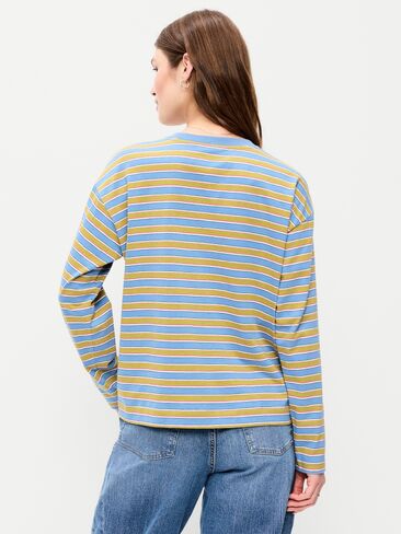 Old Navy Vintage Long-Sleeve Crew-Neck T-Shirt - Blue/Green Stripe in Kuwait