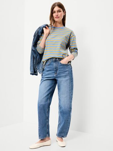 Old Navy Vintage Long-Sleeve Crew-Neck T-Shirt - Blue/Green Stripe in Kuwait