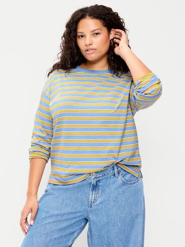 Old Navy Vintage Long-Sleeve Crew-Neck T-Shirt - Blue/Green Stripe in Kuwait