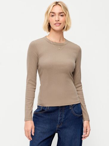 Old Navy Snug Long-Sleeve Crew-Neck T-Shirt - Chocolate Malted in Kuwait