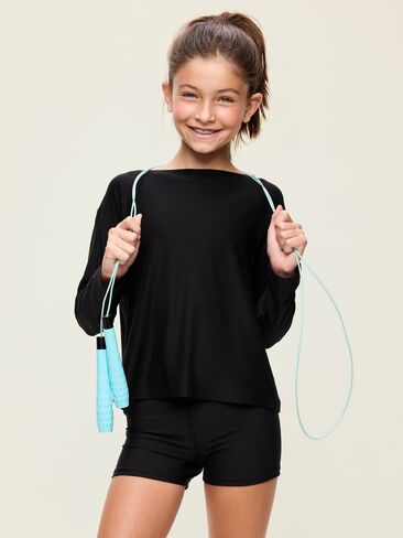 Old Navy CloudMotion Long-Sleeve Cross-Back Top for Girls - Black Jack in Kuwait