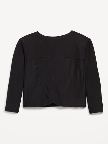 Old Navy CloudMotion Long-Sleeve Cross-Back Top for Girls - Black Jack in Kuwait